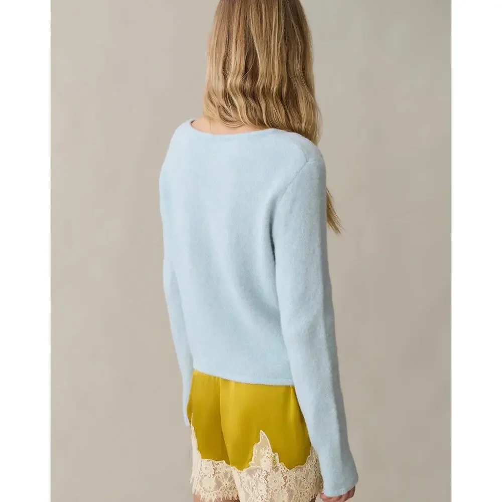New NWT CAARA Marielle light blue wool Cardigan $172 Sz XS